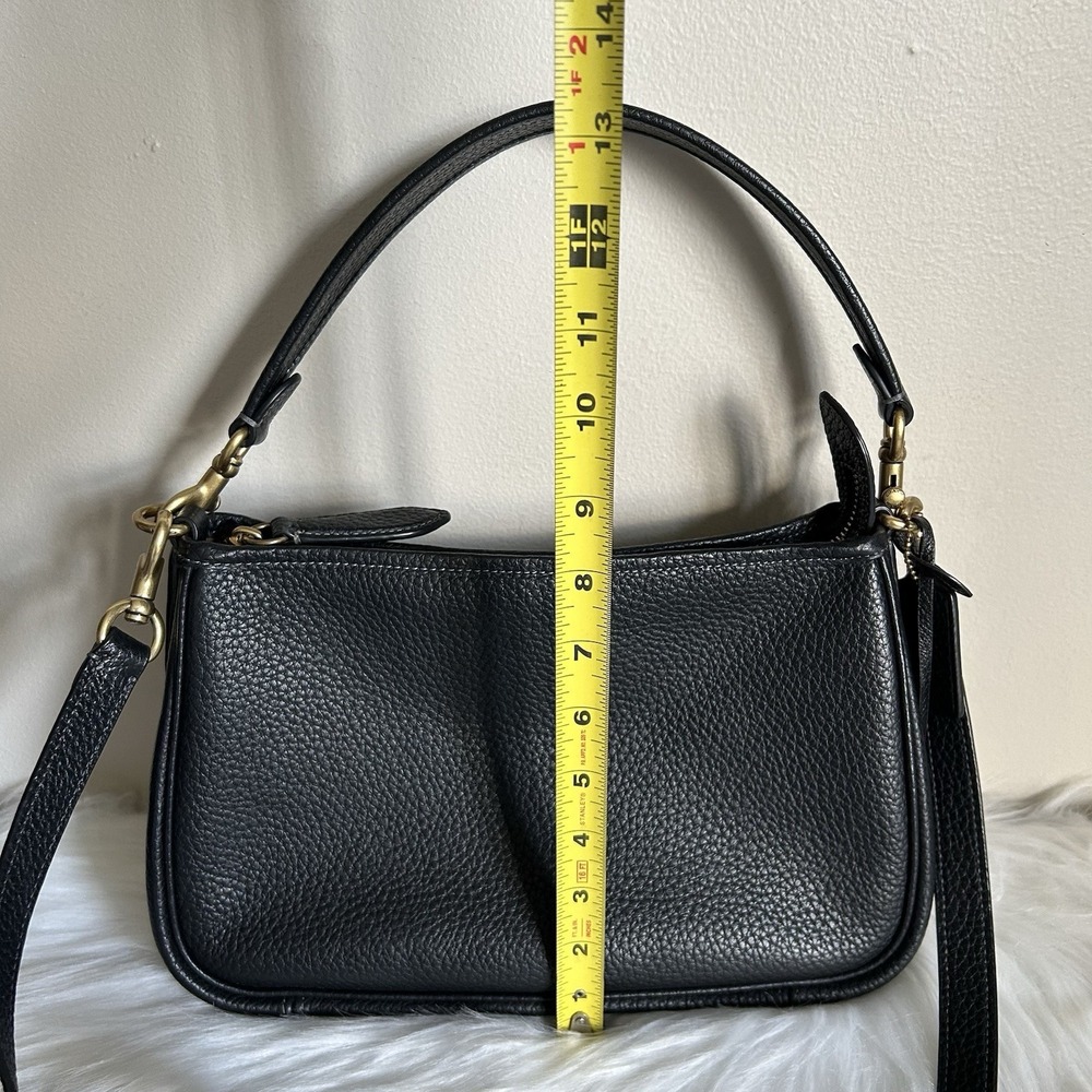 Coach Carry Black Pebbled Leather Shoulder Bag Good - Picture 12 of 13